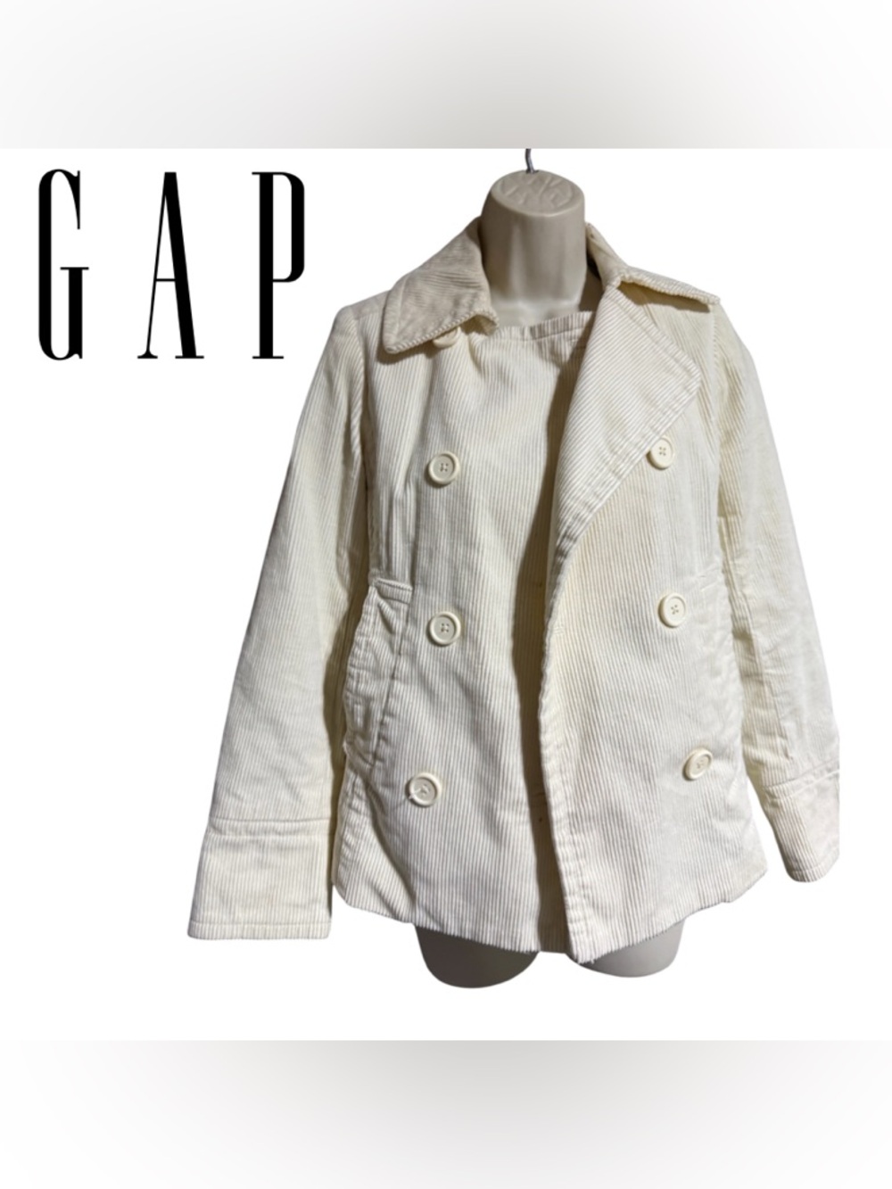 GAP Classic Women's Double-Breasted Corduroy Peacoat blazer - Cream/ivory| XS